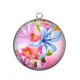 Pendentif Cabochon Argent - fleur exotique