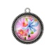 Pendentif Cabochon Argent - fleur exotique
