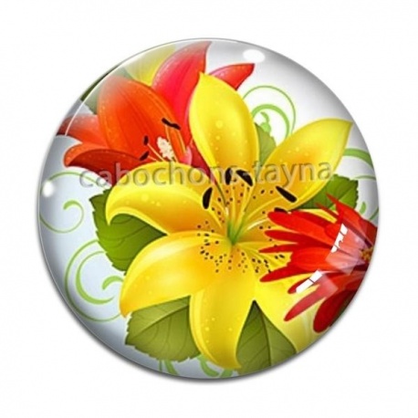 Cabochon Verre - fleur exotique