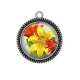 Pendentif Cabochon Argent - fleur exotique