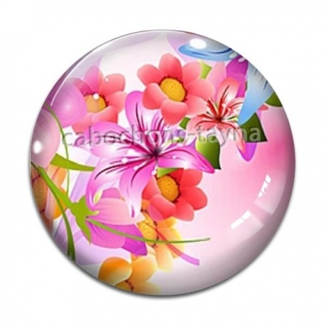 Cabochon Verre - fleur exotique