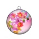 Pendentif Cabochon Argent - fleur exotique