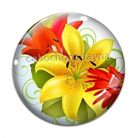 Cabochon Verre - fleur exotique