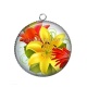 Pendentif Cabochon Argent - fleur exotique