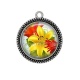 Pendentif Cabochon Argent - fleur exotique