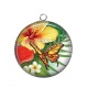Pendentif Cabochon Argent - fleur exotique