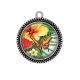 Pendentif Cabochon Argent - fleur exotique