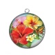 Pendentif Cabochon Argent - fleur exotique
