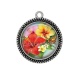 Pendentif Cabochon Argent - fleur exotique