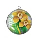 Pendentif Cabochon Argent - fleur exotique
