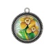 Pendentif Cabochon Argent - fleur exotique