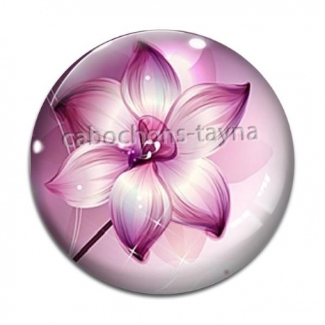 Cabochon Verre - fleur exotique