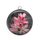 Pendentif Cabochon Argent - fleur exotique