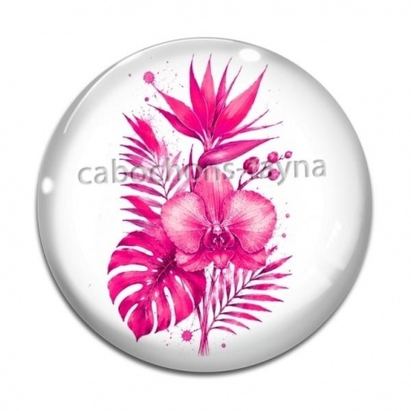 Cabochon Verre - fleur exotique