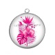 Pendentif Cabochon Argent - fleur exotique