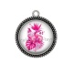 Pendentif Cabochon Argent - fleur exotique