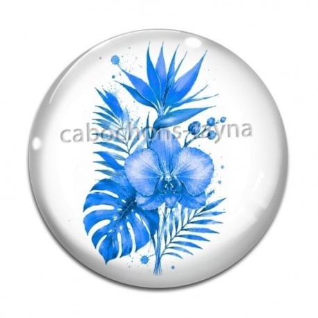 Cabochon Verre - fleur exotique