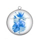 Pendentif Cabochon Argent - fleur exotique