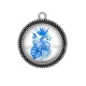 Pendentif Cabochon Argent - fleur exotique