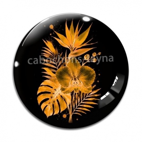 Cabochon Verre - fleur exotique