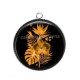 Pendentif Cabochon Argent - fleur exotique