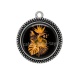 Pendentif Cabochon Argent - fleur exotique