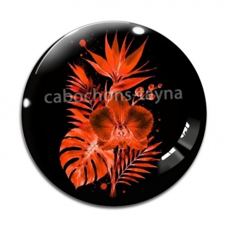 Cabochon Verre - fleur exotique