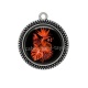Pendentif Cabochon Argent - fleur exotique