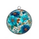 Pendentif Cabochon Argent - fleur bleue