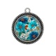 Pendentif Cabochon Argent - fleur bleue