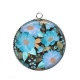 Pendentif Cabochon Argent - fleur bleue