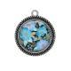 Pendentif Cabochon Argent - fleur bleue