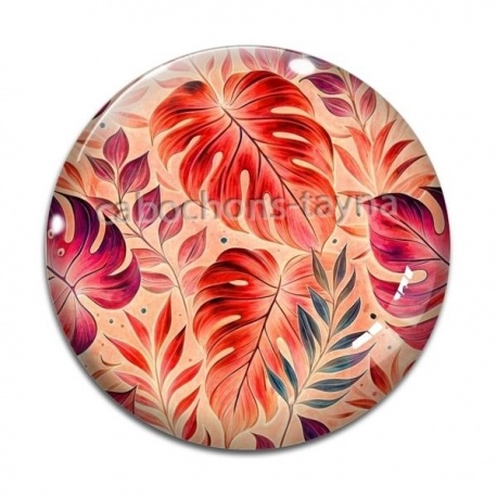 Cabochon Verre - feuille exotique 