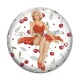 Cabochon Verre -  pin up cerise