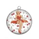 Pendentif Cabochon Argent -  pin up cerise