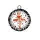 Pendentif Cabochon Argent -  pin up cerise