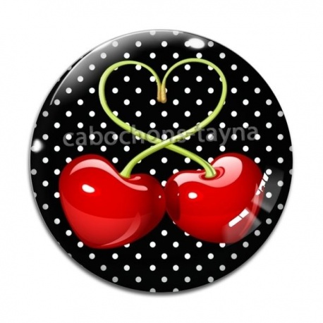 Cabochon Verre - cerise