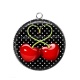Pendentif Cabochon Argent - cerise