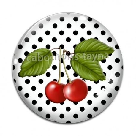 Cabochon Verre - cerise