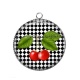 Pendentif Cabochon Argent - cerise