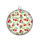 Pendentif Cabochon Argent - cerise