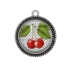 Pendentif Cabochon Argent - cerise