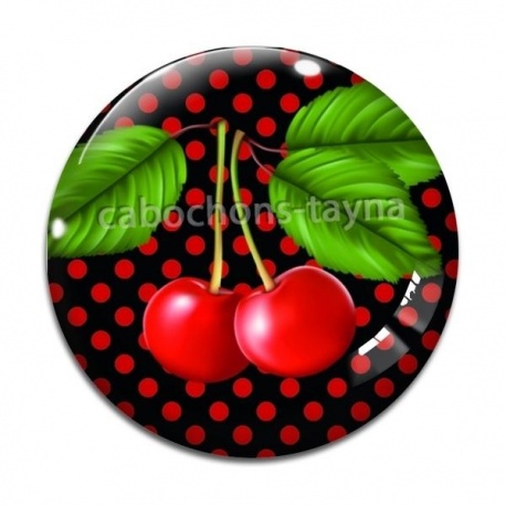 Cabochon Verre - cerise