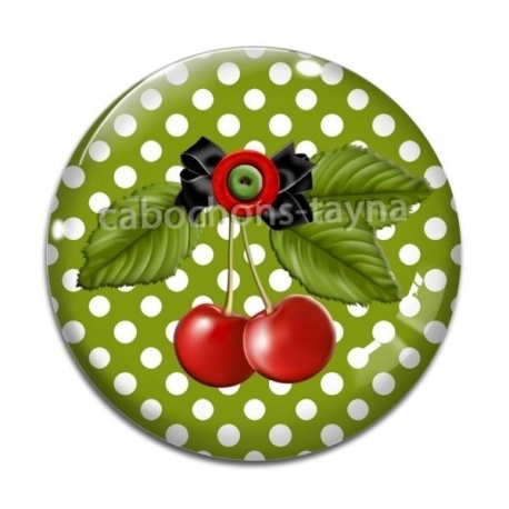 Cabochon Verre - cerise