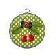 Pendentif Cabochon Argent - cerise