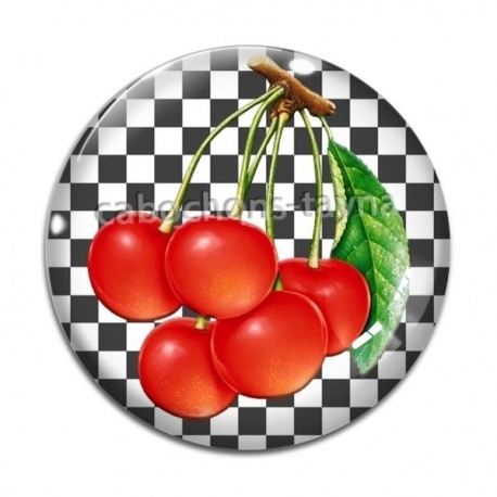 Cabochon Verre - cerise
