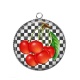 Pendentif Cabochon Argent - cerise