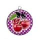 Pendentif Cabochon Argent - cerise