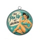 Pendentif Cabochon Argent - une pin up qui déchire