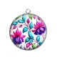 Pendentif Cabochon Argent - fleur